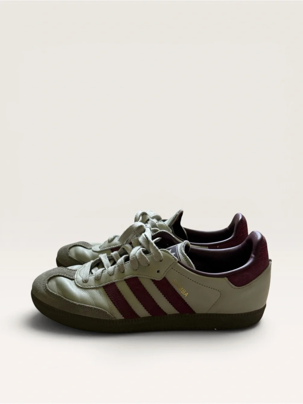 Adidas Samba OG Burgundy Grey Leather Sneakers EU 42 Men 8.5 Women 9.5